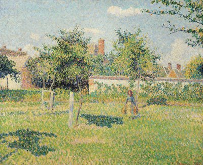 Donna nel Prato a Eragny, Primavera, 1887 da Camille Jacob Pissarro